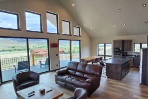 vacation rental interior with mountain views in background