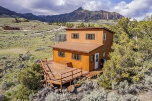 Vacation rental home exterior with mountains in background